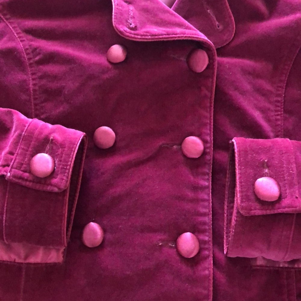 Women's Velvet Double-Breasted Jacket - Raspberry - Picture 6 of 6